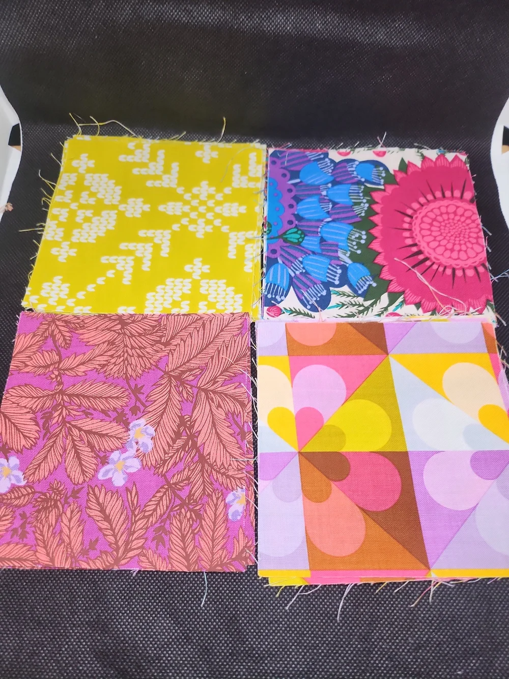 Vibrant Multicolor Floral and Geometric Fabric Squares - Home Accents